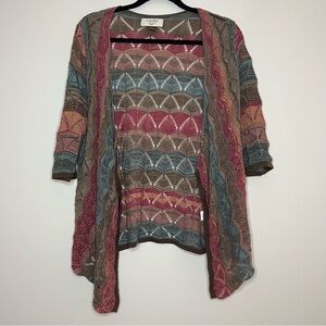 SONOMA 100% Cotton Colorful Rainbow Open Knit Lightweight Waterfall Cardigan